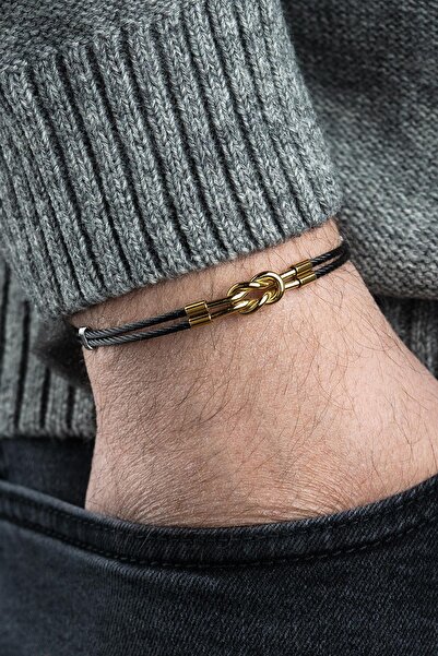 FRNCH 316L Çelik İtalyan Model Siyah-Altın Renk Erkek Bileklik FRJ12794-3794-B2G