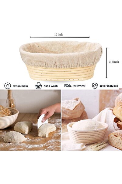 Arabest عبوتان من سلال تخمير العجين البيضاوية، مقاس 10 بوصات، لصنع أدوات تخزي...