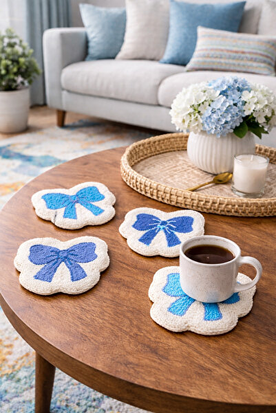 Fun Life Handmade Punch Coasters - Set of 4 Blue