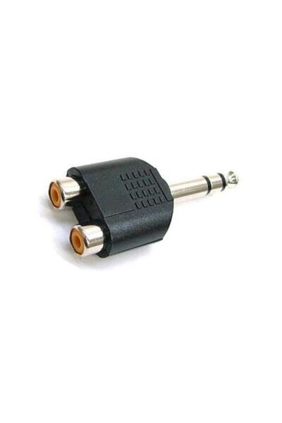WOZLO 2 Rca Dişi - 6.3mm Stereo Jak Çevirici Erkek Fiş