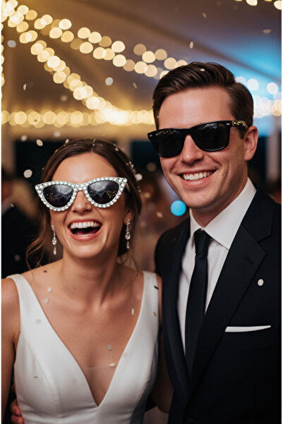 Happyline 2 Pieces after Party Glasses, Wedding Party Glasses, Rhinestone Bri...