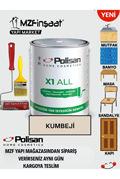 Polisan X1 All Yeni Nesil Dönüşüm Boyası 0.75 lt + 10 cm Mini Rulo + Kestirme...