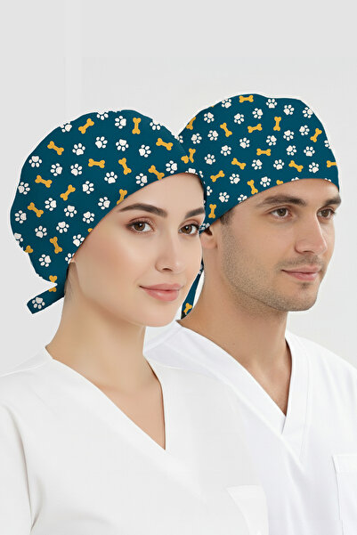 ÇİZGİ MEDİKAL Patili Kemik Desenli Bone (Cotton Likra Kumaş)