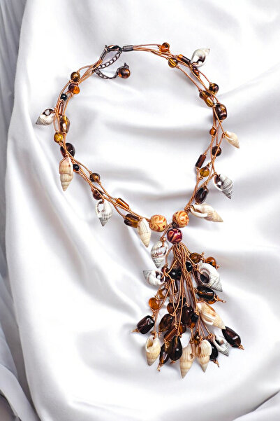 PETEK AKSESUAR Handmade Natural Sea Shell Knotted Rope Necklace