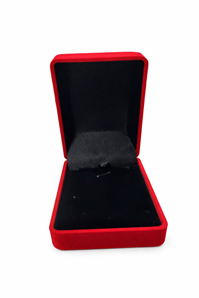 OEM Cutie cadou din catifea roșie 7x9x3.5 cm cu interior negru, pentru bijute...