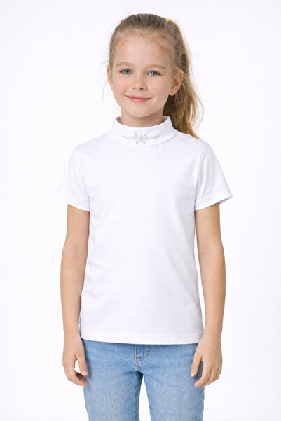 Atabay Kids تي شيرت قطني أبيض للفتيات من ATABAY 99-01-26، مناسب للمدرسة والاس...