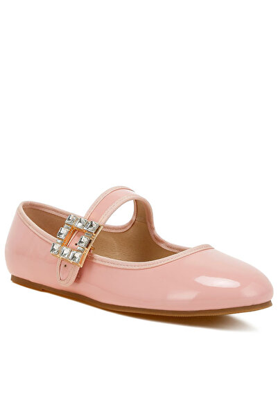 london Rag صندل ماري جين نسائي مزين ببروش باللون الوردي