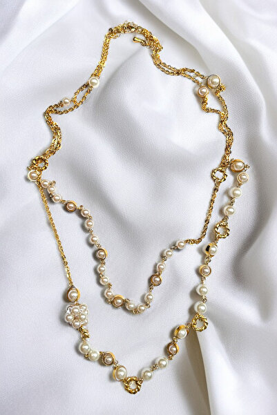 PETEK AKSESUAR Long Pearl Chain Multi-Stylish Necklace