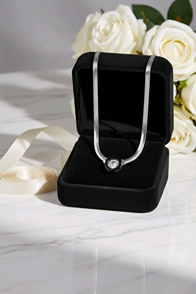 staınless steel Steel Italian Stone Silver Necklace