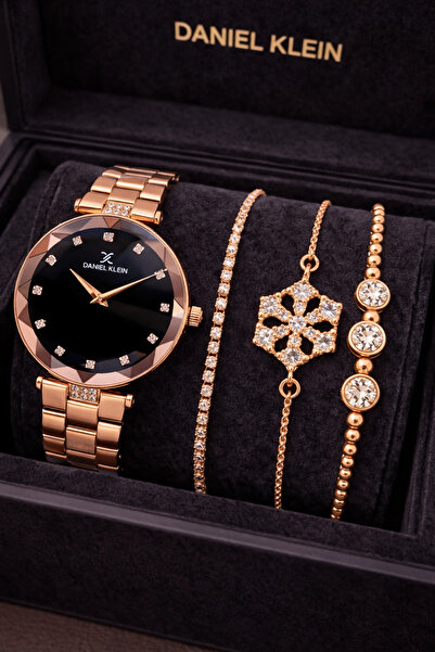 Daniel Klein Rose Gold Renk Kadın Kol Saati 3’lü Çelik Bileklik Seti Özel Gün...