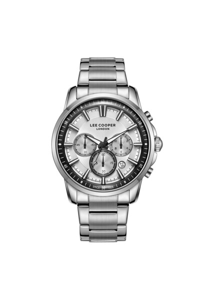 Lee Cooper ساعة رجالية متعددة الوظائف بمينا فضي - LC08068.330