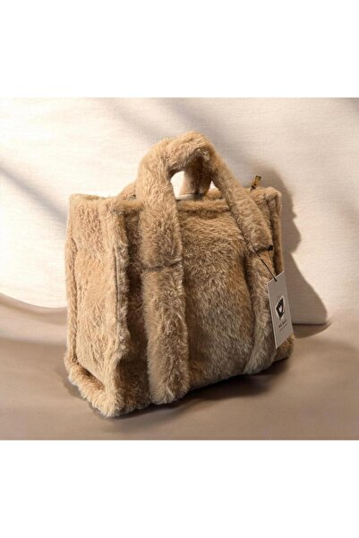 balbagss Women's Plush Beige Medium Size Hand and Shoulder Bag