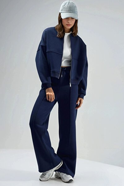 Hiccup Zippered High Waist Wide Leg Two Piece Set