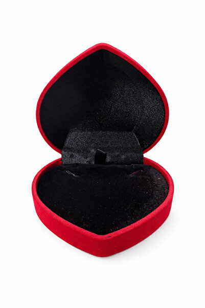 OEM Red velvet heart box 9x8x2.5 cm, for jewelry or martisor