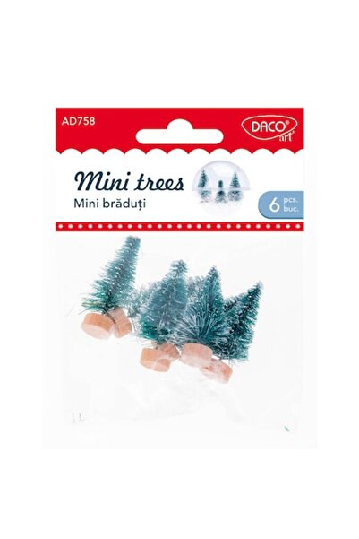 Daco Mini Decorative Christmas Trees AD758 Set of 6 Pieces 4.5cm