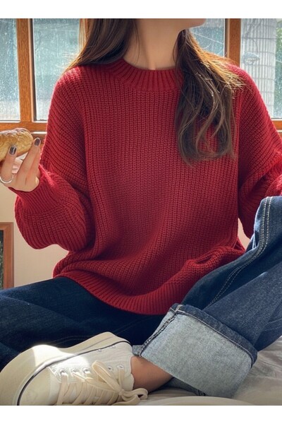 BUWOM Women's Oversized Btk Knitwear Sweater