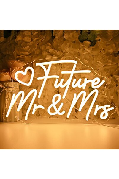 Slasa Future Mr & Mrs LED Neon Sign – 40x23 cm Wedding Wall Light for Party D...