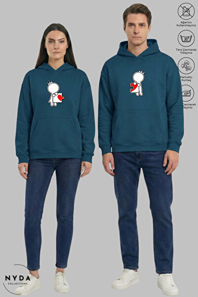 Nyda Collections Dear Couple Combination Love Printed Hoodie Hooded Fleece-Li...
