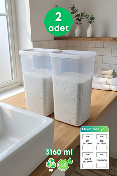 grimorlife 2 Pcs Slider Lid Storage Liquid Powder Detergent Food Storage Box-...