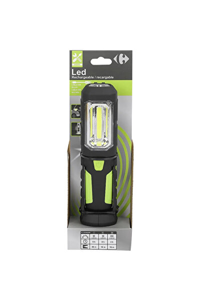 Carrefour Lanterna de lucru reincarcabila Carrefour, cu LED, Negru/Verde