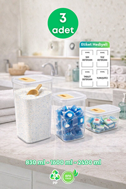 grimorlife 3 Pieces of Slider Lid Storage Liquid Powder Detergent Food Storag...