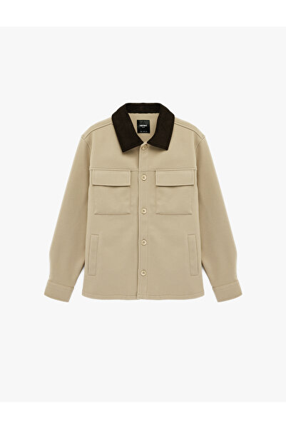 Koton Μακρυμάνικο μπουφάν με λεπτομέρεια τσέπης, χρωματική αντίθεση, γιακά πο...