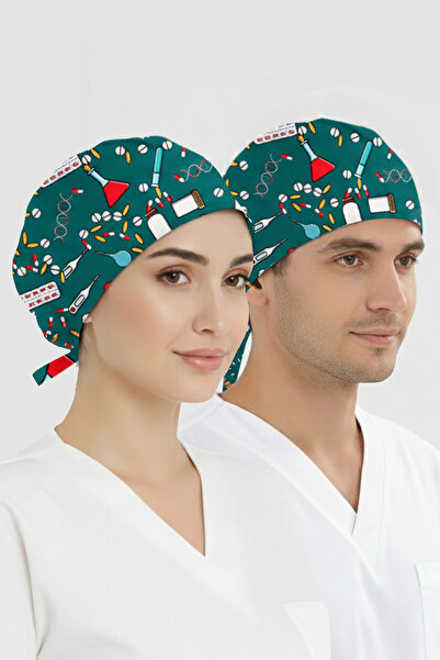 ÇİZGİ MEDİKAL İlaç Kutusu Desenli Bone (Cotton Likra Kumaş)