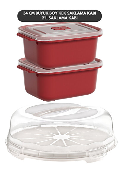 PONÇİK STORE Cake Pastry Storage Container, Lockable Glass Transport Box 34cm...