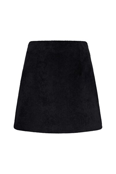 LACENOA material reiat Fusta mini din catifea neagră