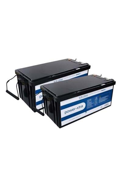 POWER-XTRA 12.8V 200Ah LiFePO4 Lityum Akü - Ekranlı - Siyah Kutu 2 li