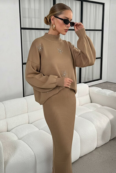 NEWCO Star Stone Hand Embroidered Maxi Dress and Bolero Double Knit Set