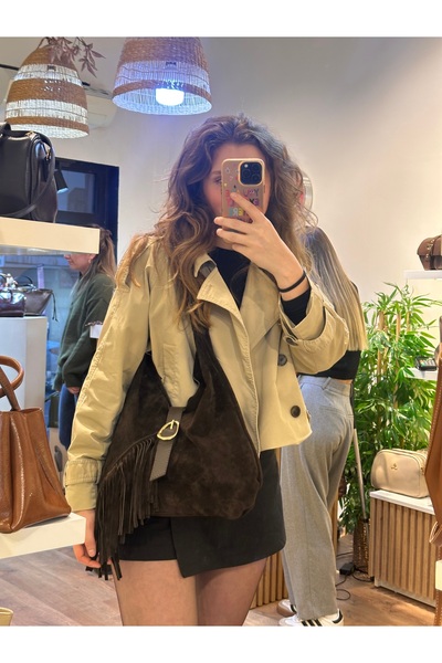 ÇANTA Küb Bag Püsküllü Acı Kahve Süet