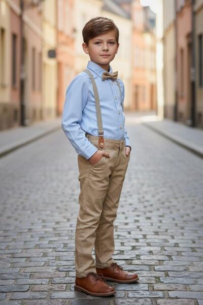 Pina Kids Boy's Bow Tie and Suspender Double Set