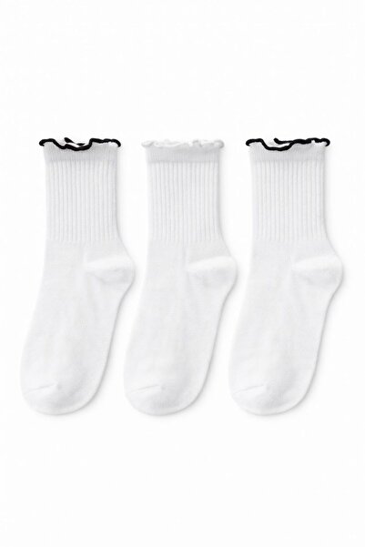 SOLDE SOCKS 3’lü Set Kız Çocuk Pamuklu Günlük Çorap – Fırfırlı Ağız Detaylı, ...