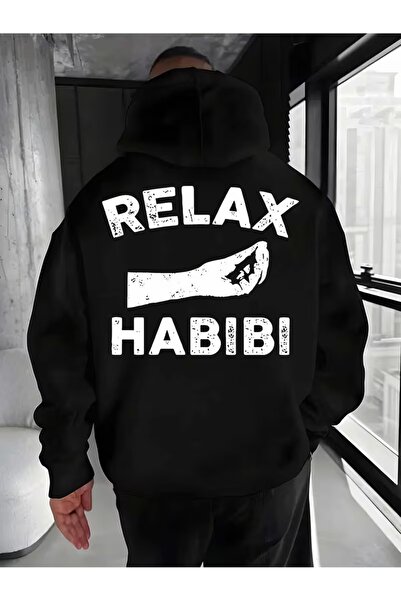 Massgai Unisex Relax Habibi Printed Hooded Oversized Sweatshirt Hoodie