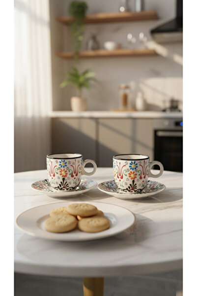 RGS HOMELİFE 2-Piece Handmade Turkish Coffee Cup Set, Ceramic 4-Piece Coffee ...