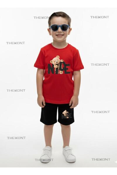 THEKONT SET DE VARĂȚI PENTRU COPII, CU IMPRIMARE NICE BEAR, T-SHIRT, PANTALON...