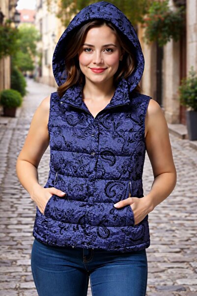 ihaoo women's navy blue hooded vest
