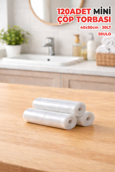 Destpak 120 ADET MİNİ BOY Çöp Torbası - EKSTRA SAĞLAM - Renkli 40x50cm 20LT