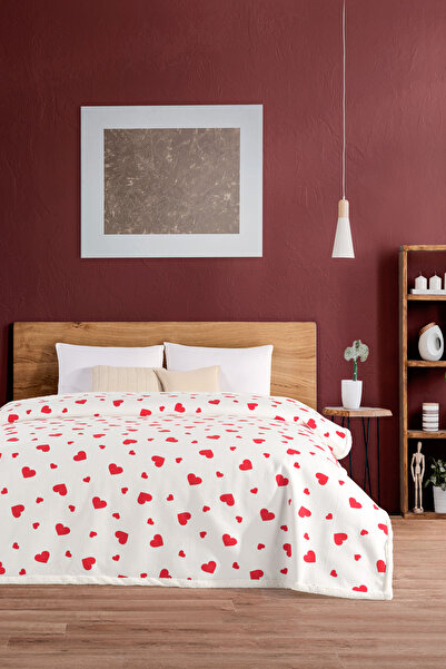 Monolisse Sherpa Heart Blanket Double Size Light Red 200X230Cm