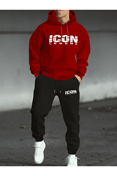 GHZAL Home Collection Unisex Icon Printed Tracksuit Hooded Sweatshirt Bottom-...