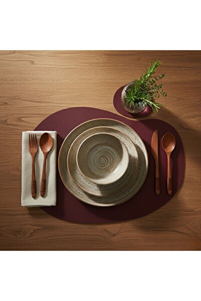 Grand Fine Art 2 Kişilik 4 parça Deri Amerikan Servis 30x44 cm-Silinebilir Su...