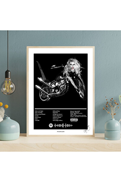 Pixaflair - Lady Gaga - Born This Way Albüm - Tablo - Çerçevesiz Spotify Poster