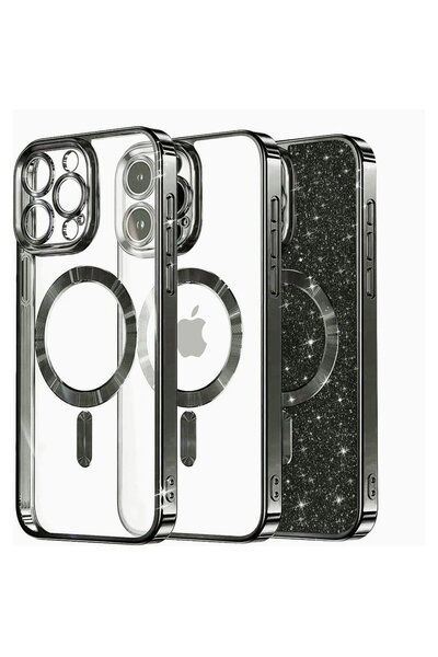 Techsuit Husa pentru iPhone 16 Pro - Luxury Glitter MagSafe - Black