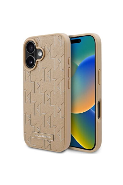 Karl Lagerfeld Husa iPhone 16 - Leather MagSafe (KLHMP16SPKHPORPE) - Beige Ho...