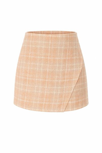 Eight Fashion Women's High Waist Tweed Plaid Mini Skirt