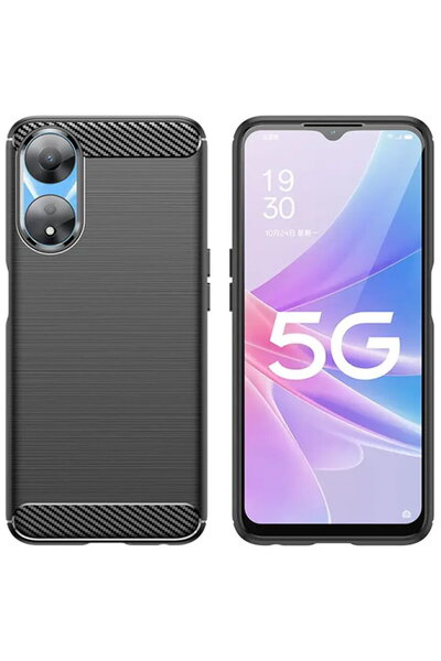 Techsuit Husă pentru Oppo A58 - Silicon Carbon - Negru