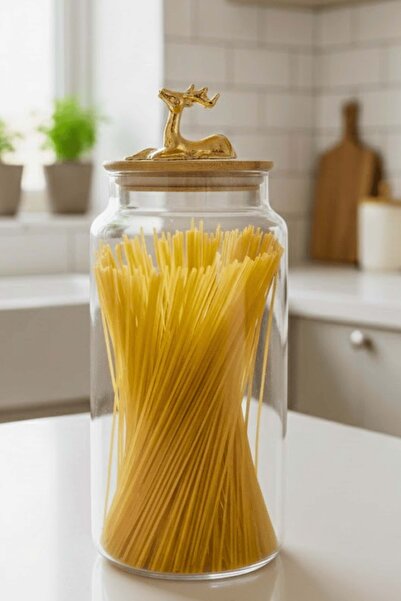 Jenisa 1400 ml Borosilicate Glass Jar - Luxury Storage Container with Golden ...