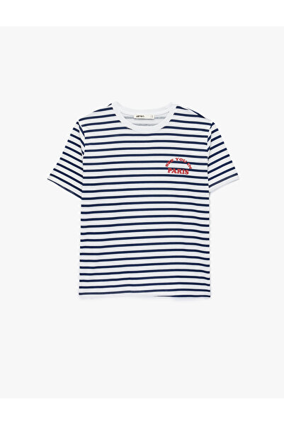 Koton Cotton Short Sleeve Crew Neck Stripe T-Shirt
