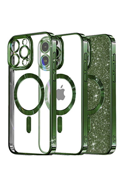Techsuit Husă pentru iPhone 12 Pro Max - Luxury Glitter MagSafe - Verde închis